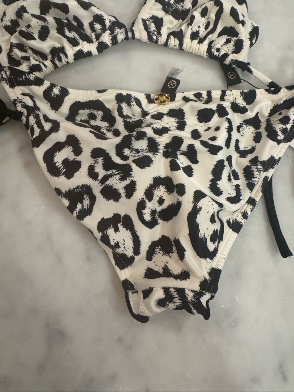 Vix Paula Hermanny Leopard Ripple Bikini Tri Top & Tie Side Bottoms - Picture 3 of 5